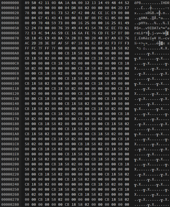 a glimpse of the contents of the corrupted file